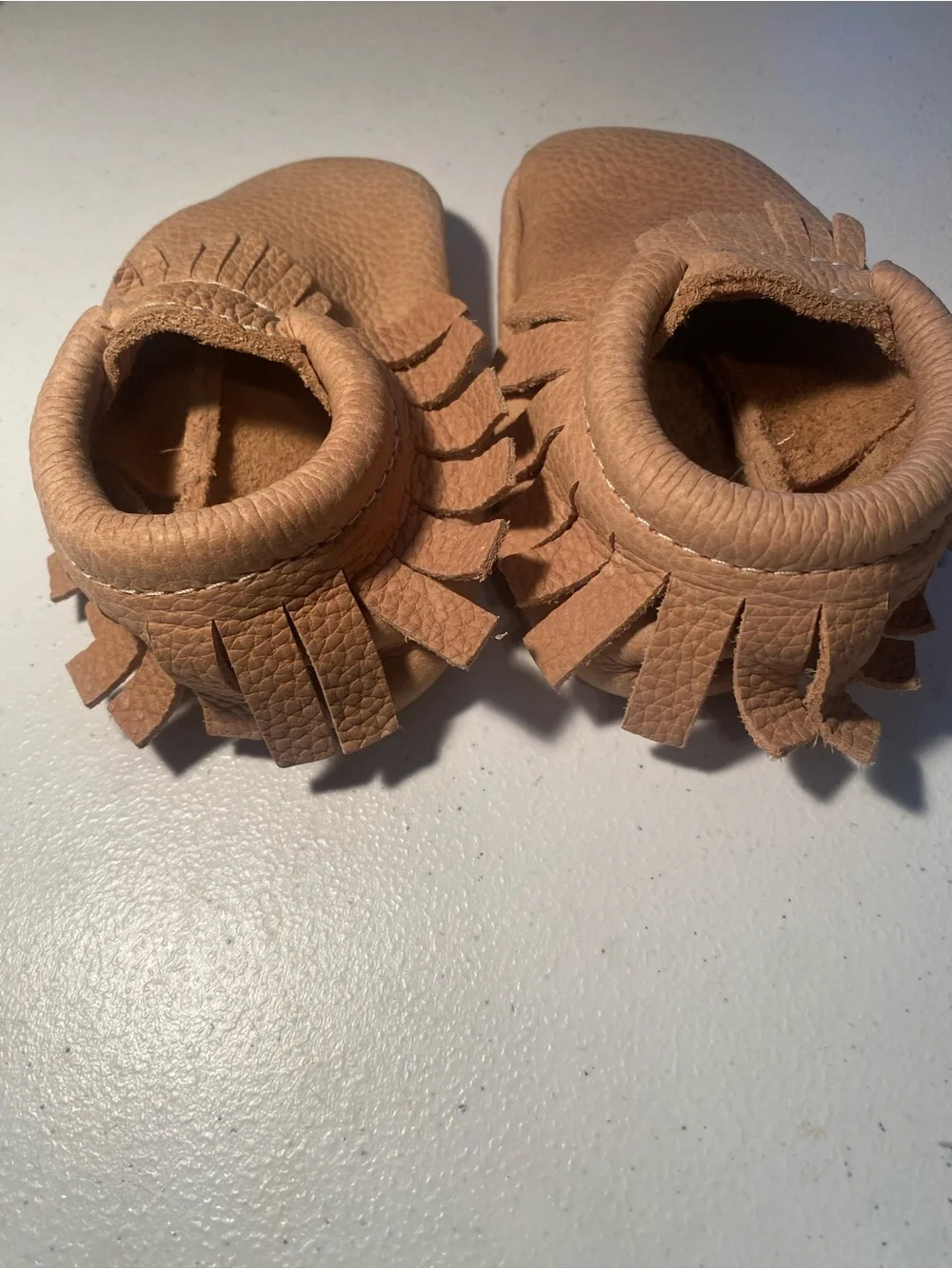 Freshly Picked Tan Fringe Moccasins for Kids